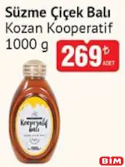 KOZAN KOOPERATİF SÜZME ÇİÇEK BALI 1000 G fiyat ve kampanya bilgisi